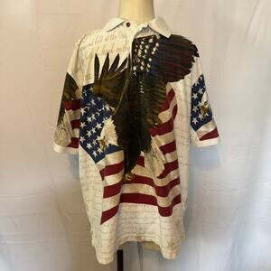 American Summer Clothing Co. US Flag Eagle Cotton Polo Shirt Men's Size Large
